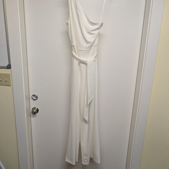 Antonio Melani - Carlos Jumpsuit Off-White One Shoulder Wide Leg Sz. 10 - Picture 2 of 8